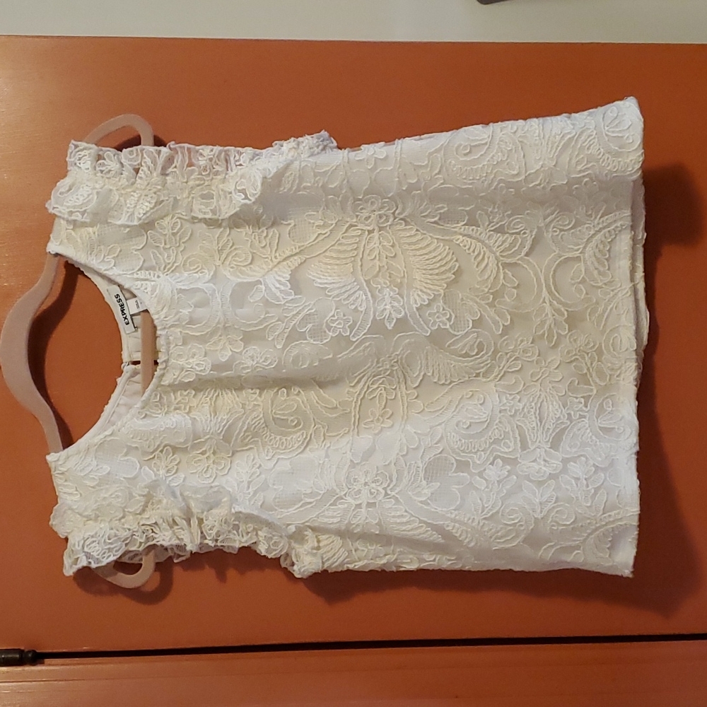 Express cream lace embroidered top, Large